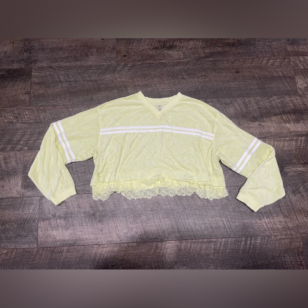 NWOT Free People Sporty Lace Sweatshirt Cropped Top